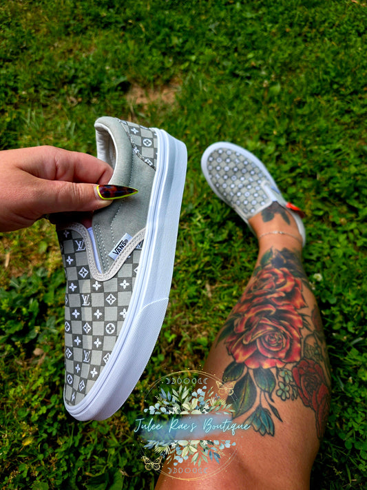 Checkered Grey girl shoes PREORDER PLEASE READ DESCRIPTION CAREFULLY