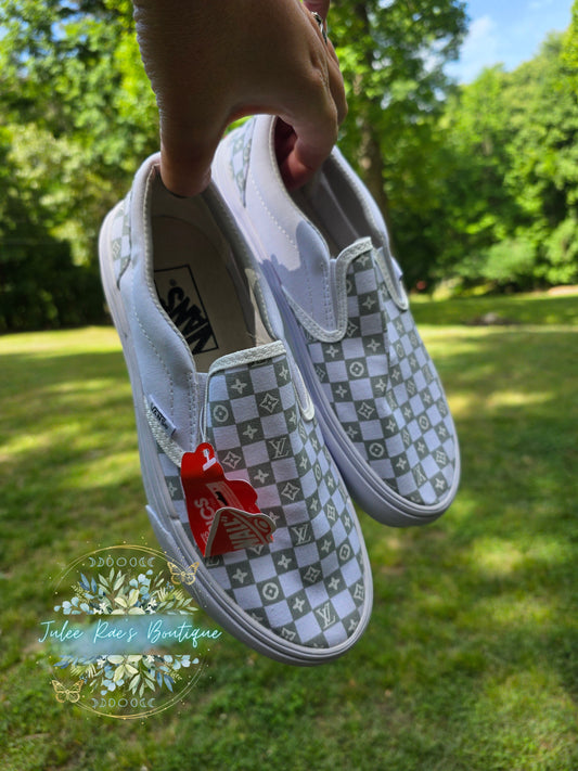 Checkered White girl shoes PREORDER PLEASE READ DESCRIPTION CAREFULLY