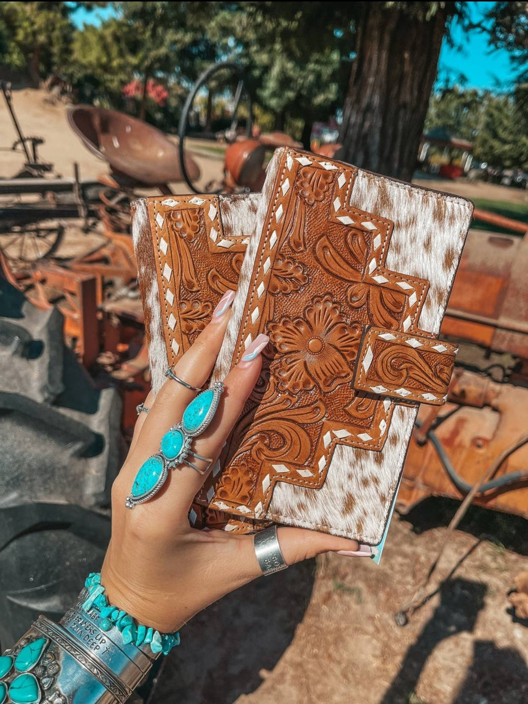 Eliza Cowhide Leather Tooled Wallet