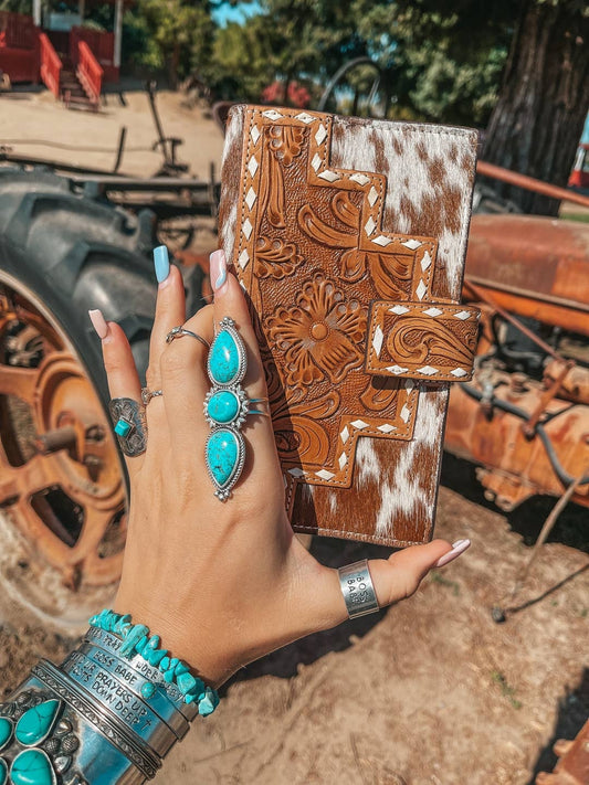 Eliza Cowhide Leather Tooled Wallet