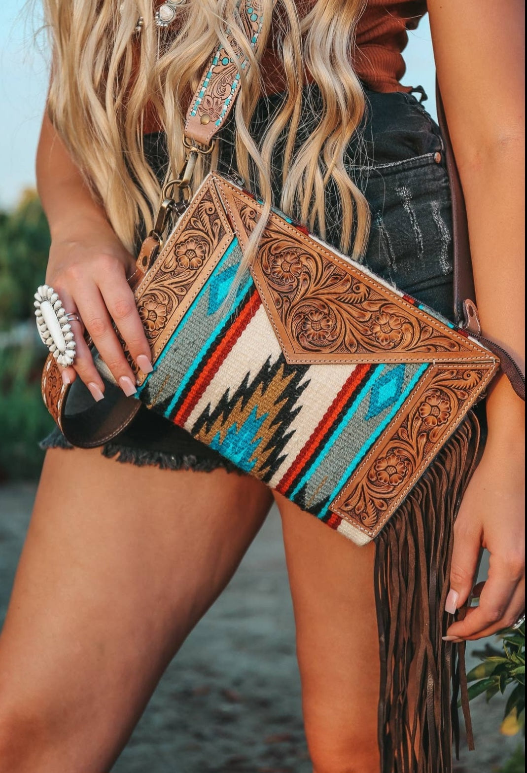 The Santa Cruz Leather Tooled Purse