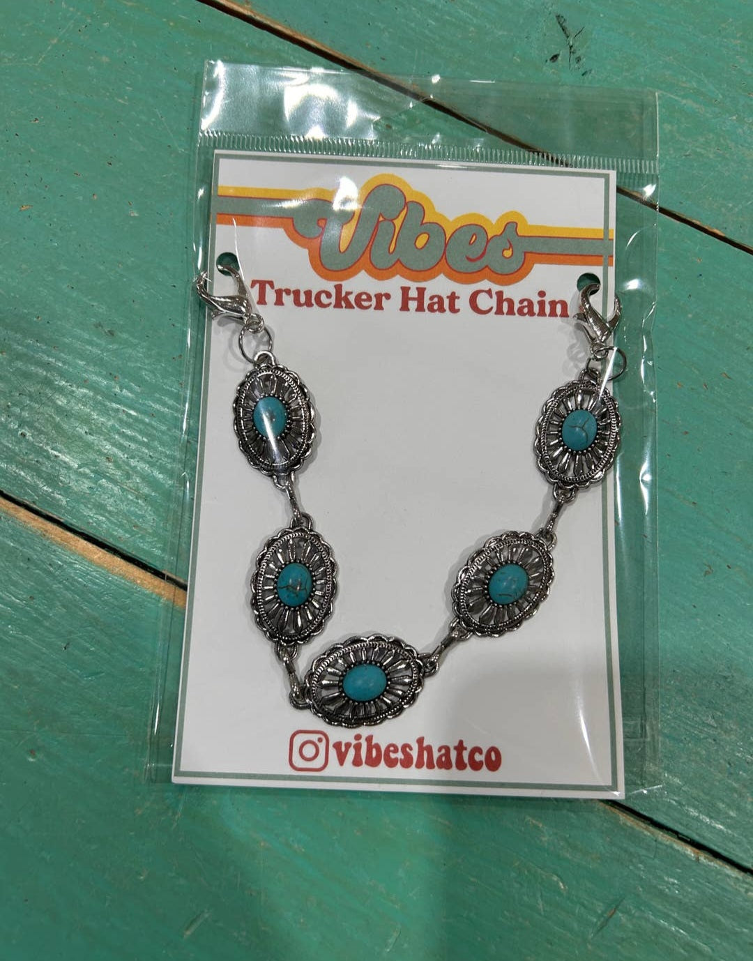 Small Turquoise & Sliver Oval Trucker Chain