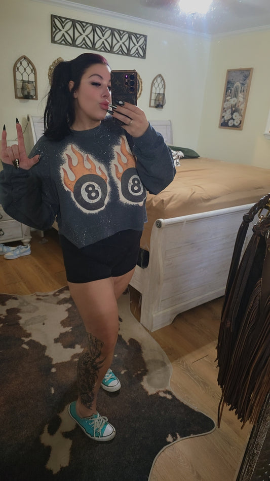 Flaming 8Ball Bleach Sweatshirt