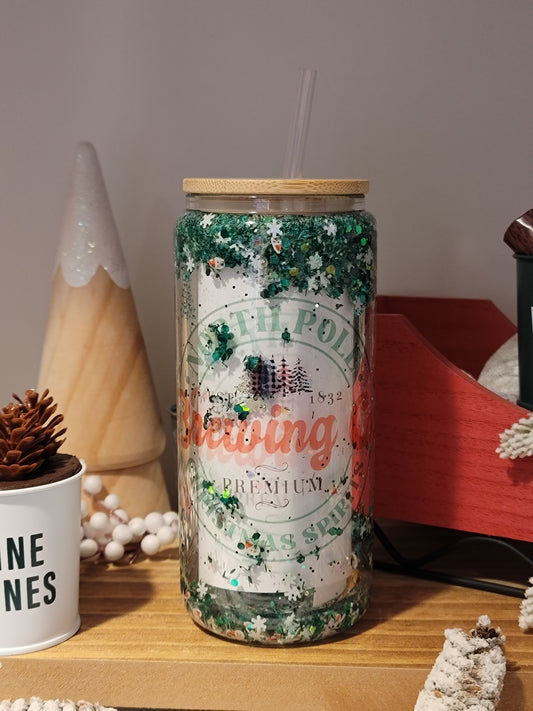 North pole Snowglobe Glass Tumbler