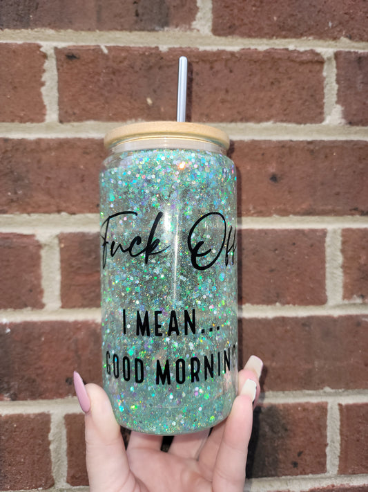 F#$% Off Snowglobe Glass Tumbler