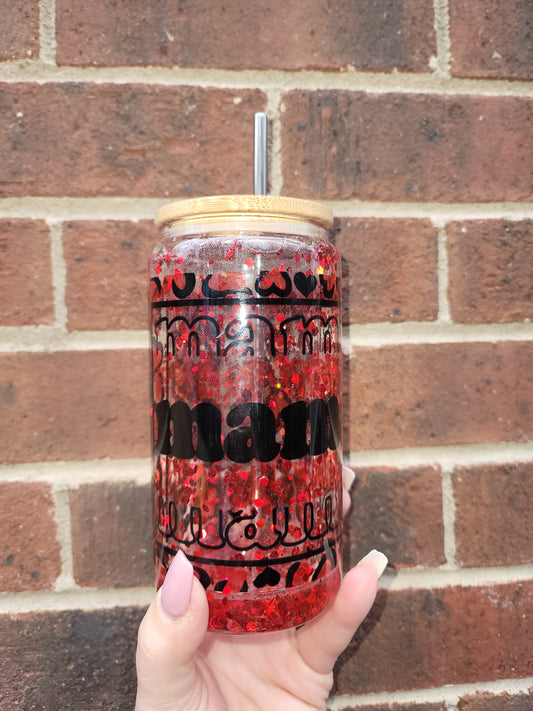 Mama Snowglobe Glass Tumbler