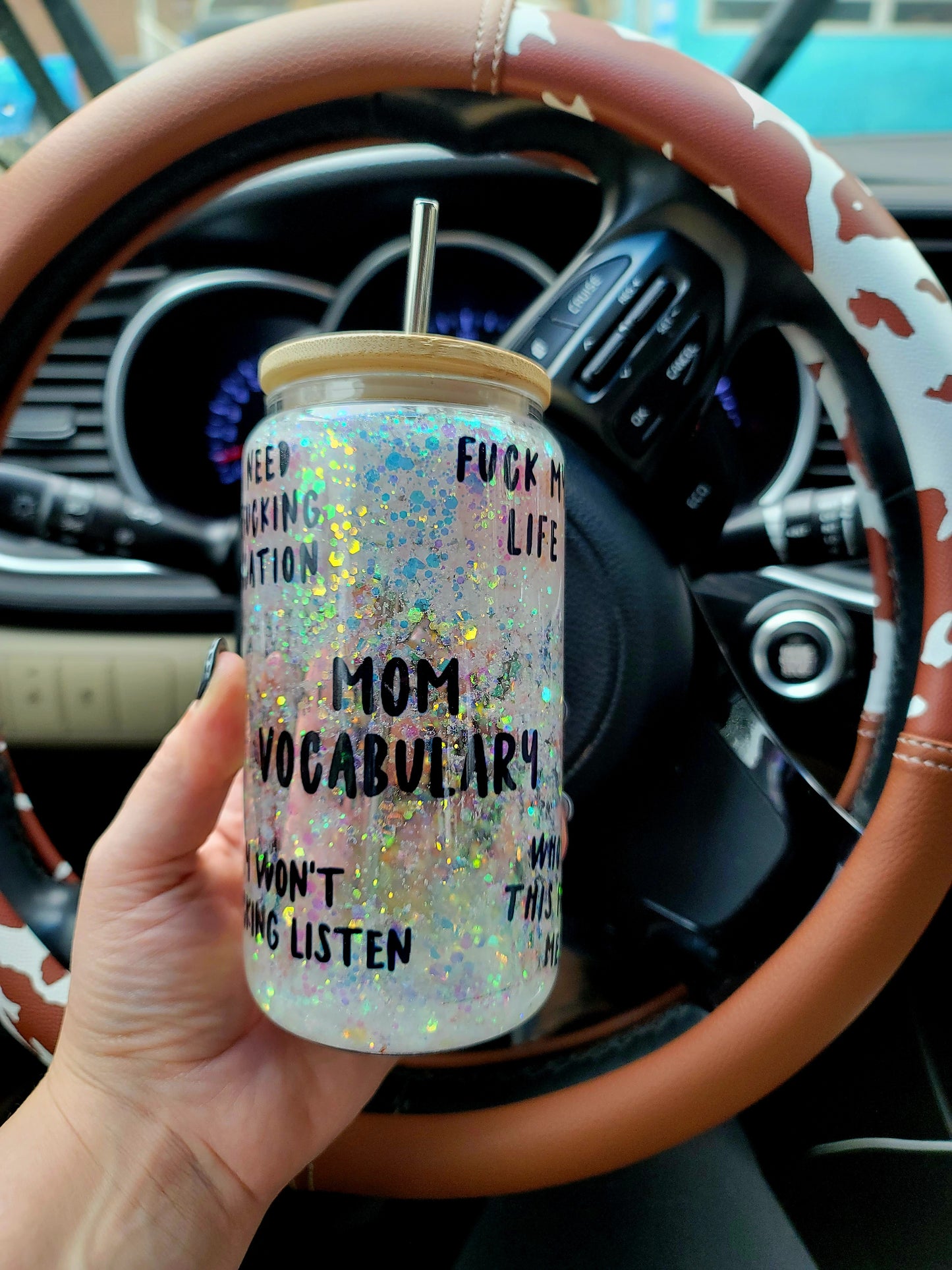 Mom Vocabulary Snowglobe tumbler