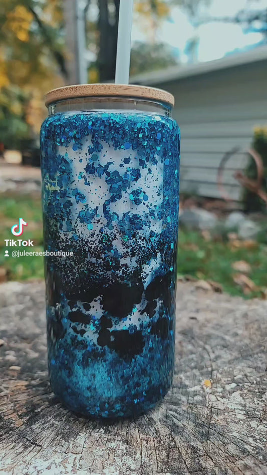 Cowprint Snowglobe Glass Tumbler