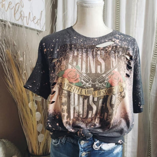 Guns N Roses Distressed Bleached Tee