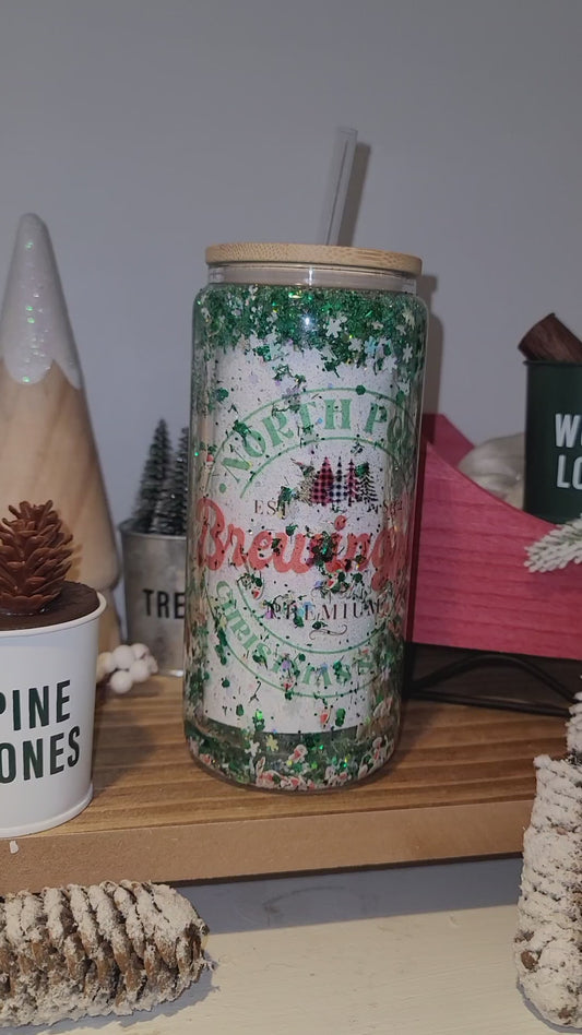 North pole Snowglobe Glass Tumbler