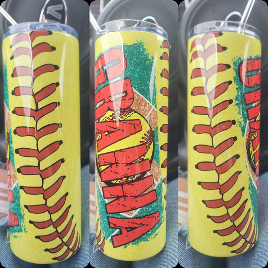 Softball Grandma Skinny Tumbler