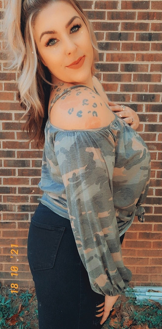 Olive Camo Top