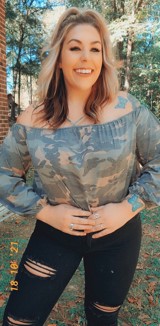 Olive Camo Top