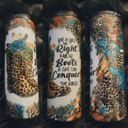 Give A Girl The Right Pair Of Boots Skinny Tumbler