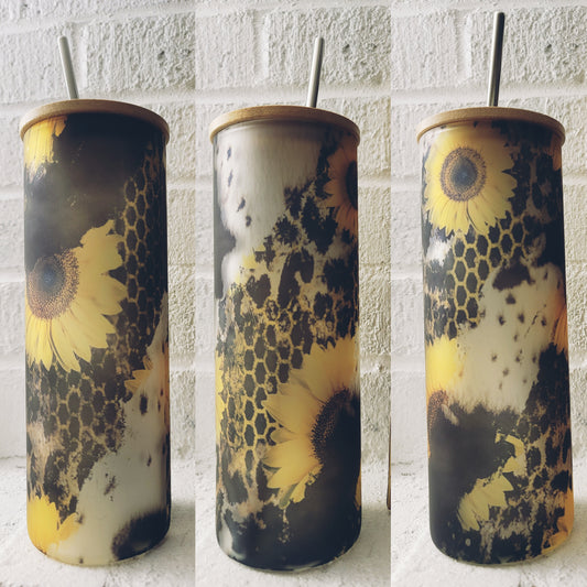 Sun Flower Glass Tumbler