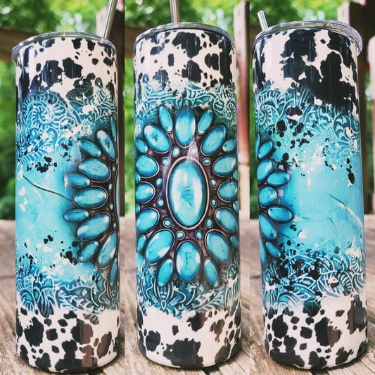 Turquoise Western Skinny Tumbler