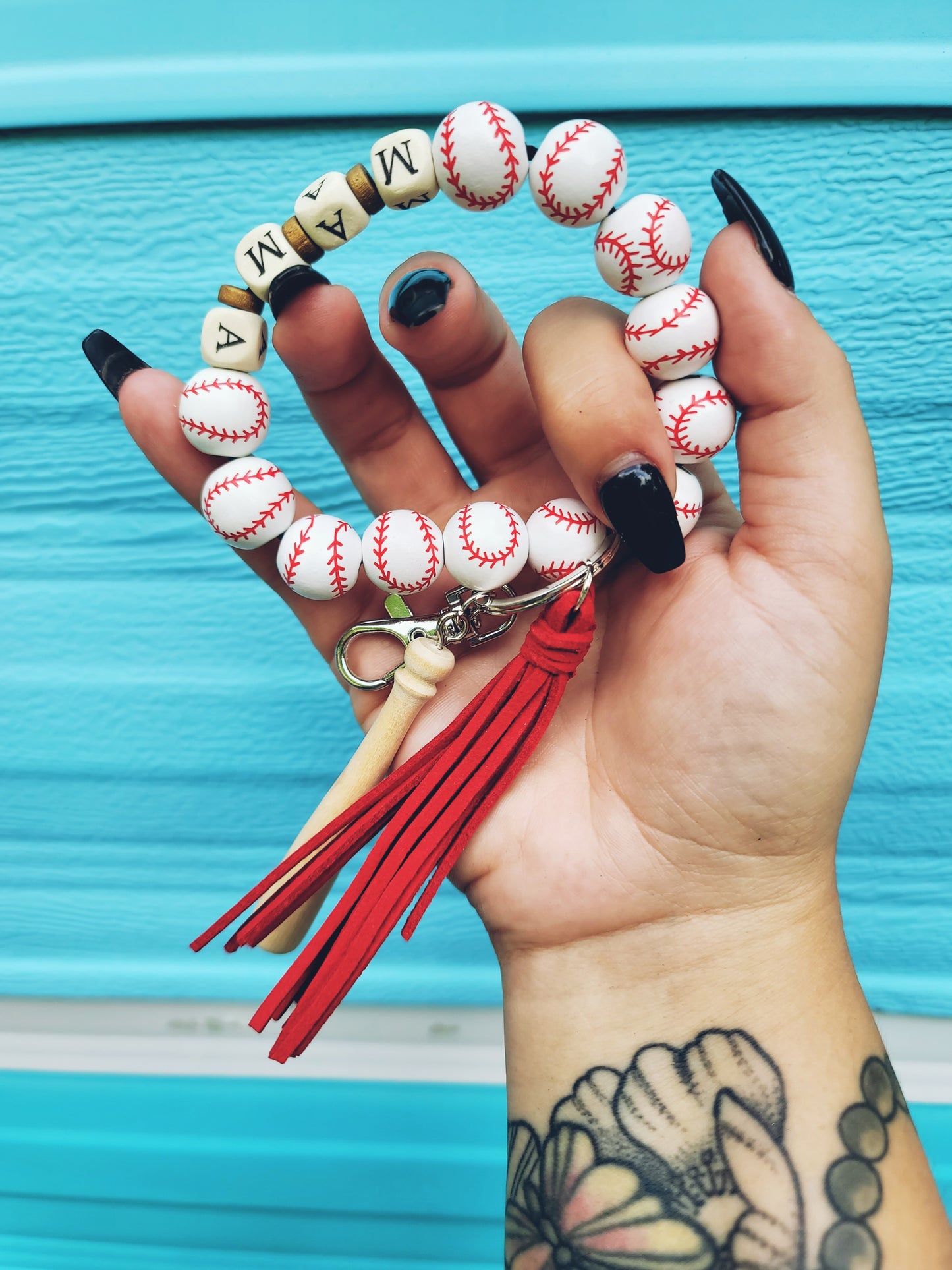 Baseball Mama Keychain Wristlet