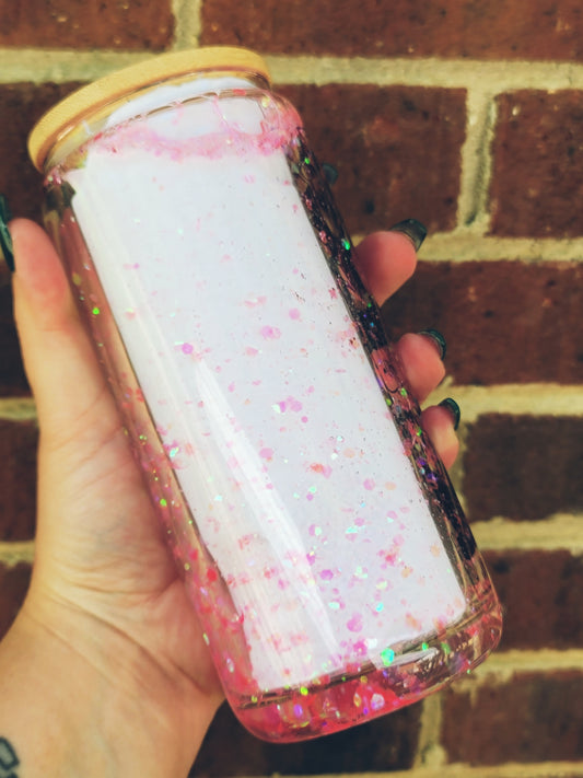 Horror character libbey beer glass tumbler with glitter back view