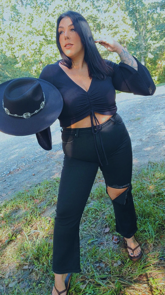 Black relaxed fit distressed denim jeans