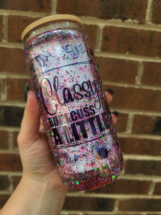 Classy Snowglobe Glass Tumbler