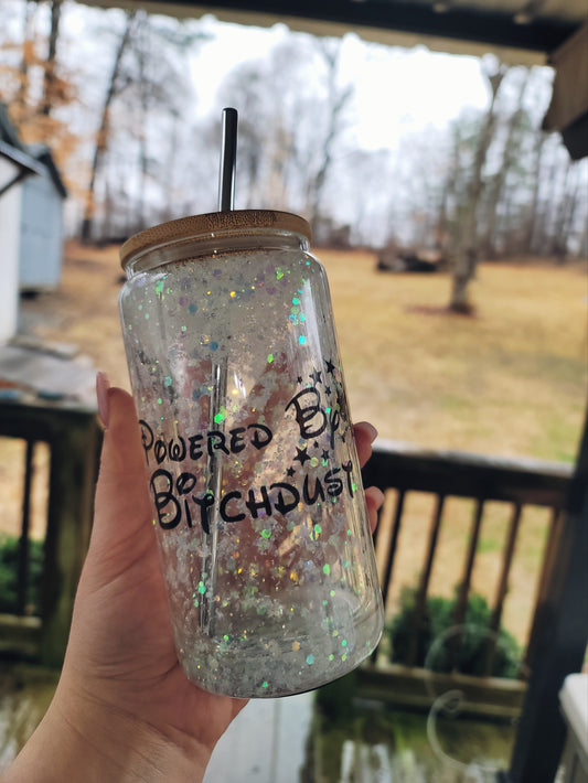 Powered By B!@#$dust Snowglobe Glass Tumblers