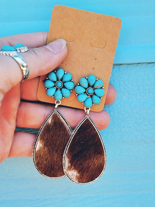 Cowhide Drop Earrings