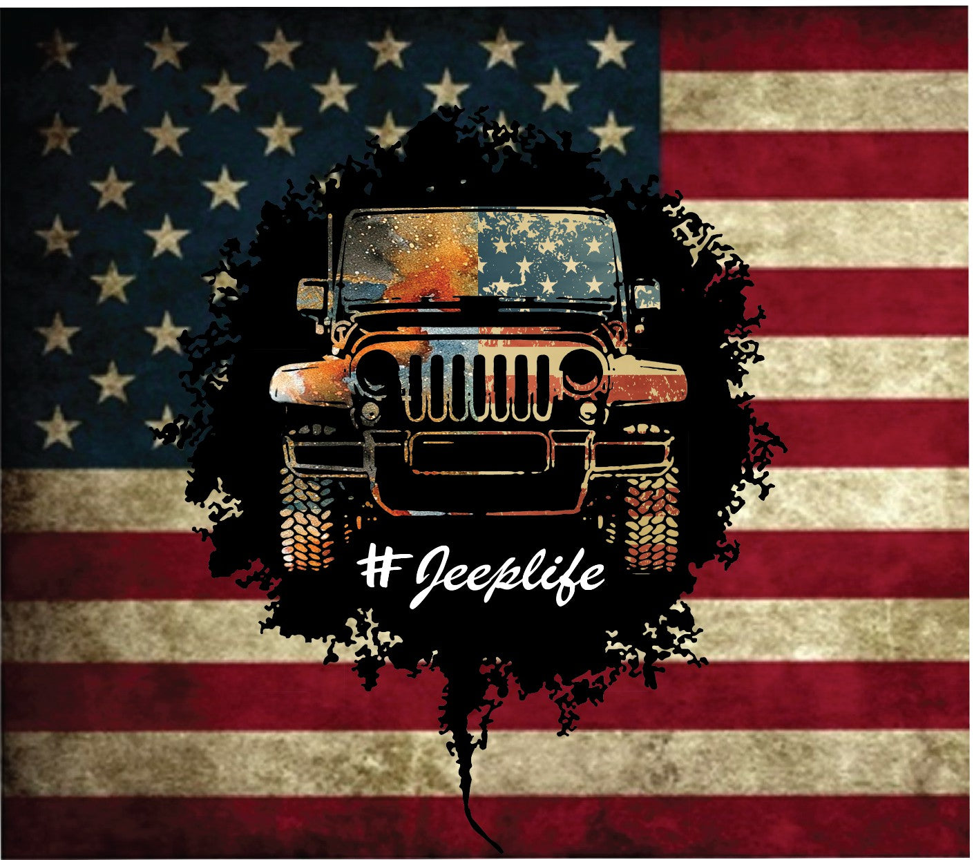 American Flag Distressed Jeep Life Tumbler